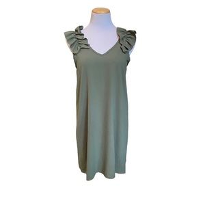 Entro Olive Green Ruffle Dress Small S